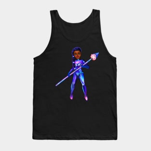 Black anime girl from outer space  ! beautiful  black girl with Braided hair, blue eyes, Cherry pink lips and dark brown skin. Hair love ! Tank Top